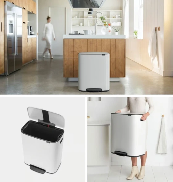 Brabantia Bo Matt Beyaz Pedallı Çöp Kutusu 60lt (plastik İç Kovalı) - Resim 3