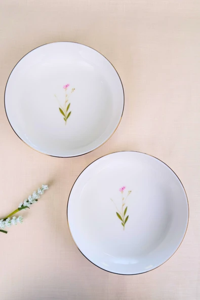 Tabak Evi Porselen Çuha Altın Yaldızlı Kase 20,50x5cm 1170cc 2 Lİ