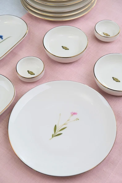 Tabak Evi Porselen Natura Karma Altın Yaldız Kahvaltı Takımı 6 Kişilik 14 Parça - 4