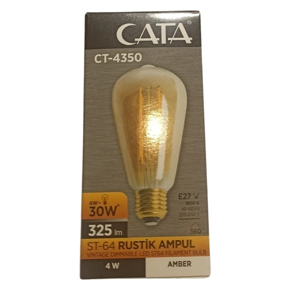 Cata 4WATT Rustik Ampul - Amber CT-4350 - 3