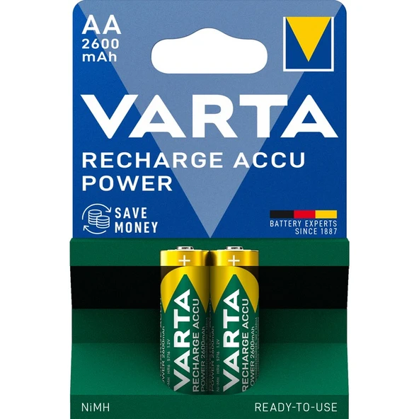 Varta  Rechargeable Accu Ready 2 Use AA 2600mAh Kalem Pil Şarj Edilmiş Kullanıma Hazır 2'li