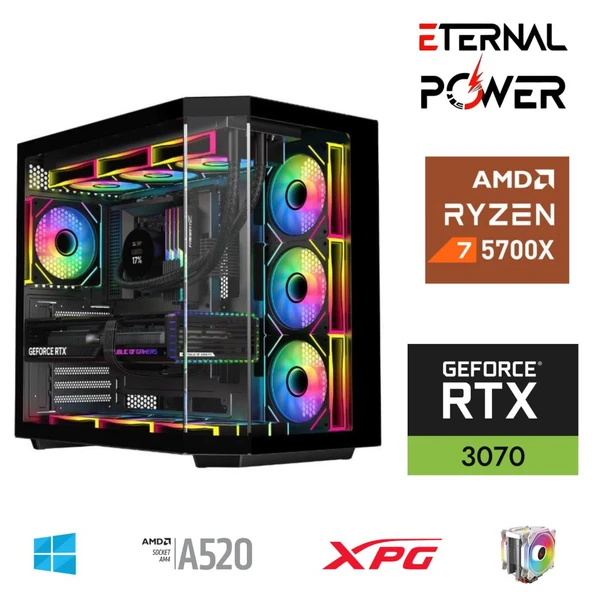 E.POWER RYZEN 7 5700X 32G DDR4 1TB M.2 RTX3070 A520 A650W
