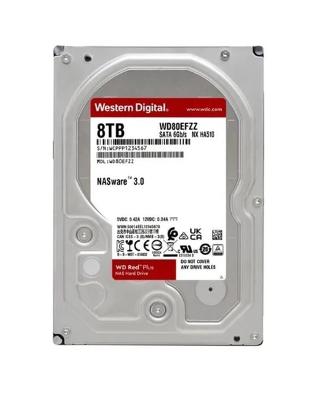 WESTERN DİGİTAL Red Plus 8TB 5640rpm 128MB Sata3 NAS 3.5" Harddisk