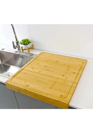 Tezgaha Dayamalı Bambu Kesme Tahtası Büyük Boy - Resim 2