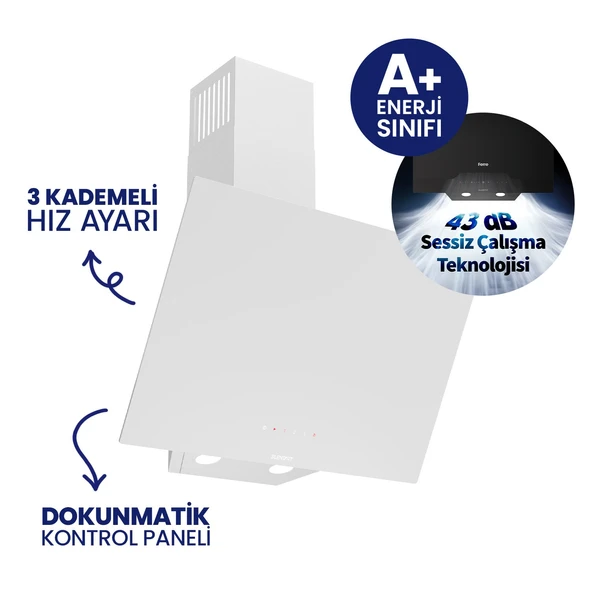 Flowart Turbolu Silenart Beyaz Cam Ankastre Set ( 65 CM Woklu OCAK ) QBL62CB - SC406 - D078SA - 4