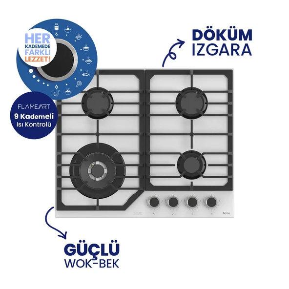Flowart Turbolu Asimetrik Amörtisörlü Silenart Beyaz Cam Ankastre Set QBL62CB - NT026WFA -  D081SA - Resim 3