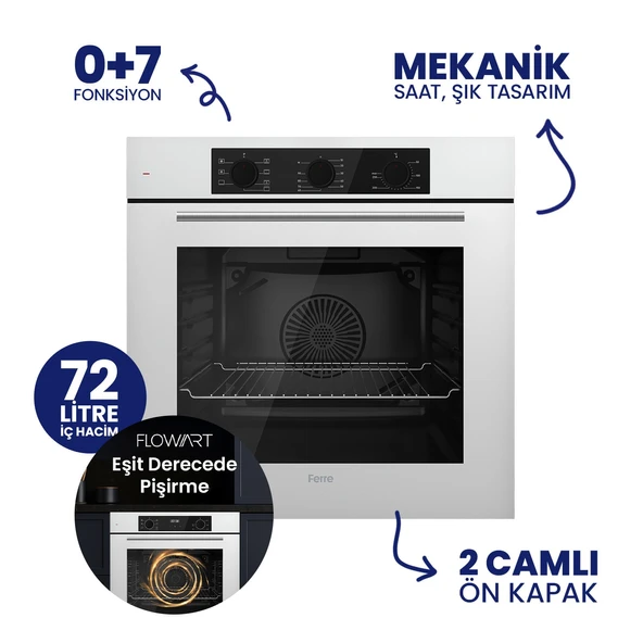 Flowart Turbolu Asimetrik Silenart Beyaz Cam Ankastre Set QBL62CB - NT026WFA - D064SA - Resim 2