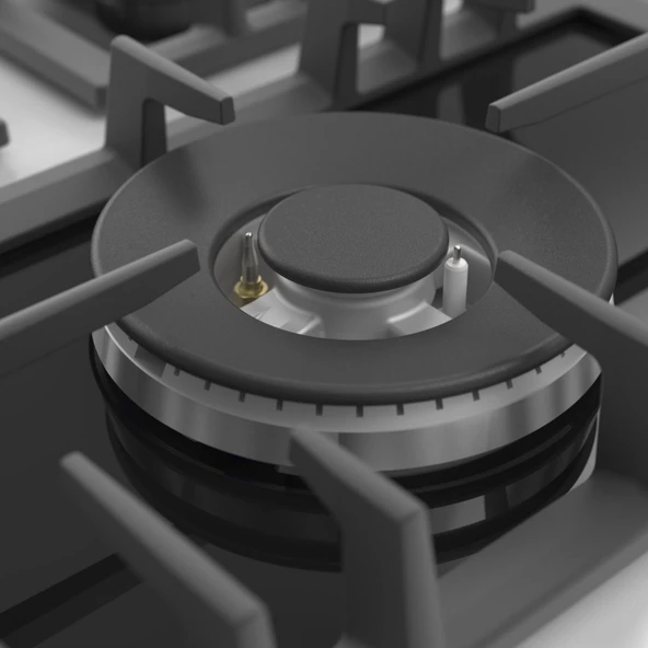 Flowart Turbolu 5 Gözlü Silenart Beyaz Cam Ankastre Set QBL62CB - BL136 - D064SA - Resim 6