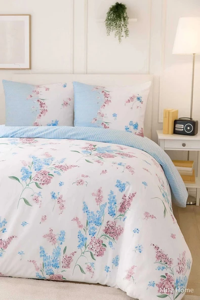 Çift Kişilik Pamuklu Nevresim Takımı Krizantem Desenli - Resim 2