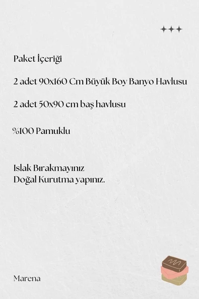 4 Parça Büyük Boy Banyo Havlu Takımı %100 Pamuklu Marena Mavi Pudra - Resim 2