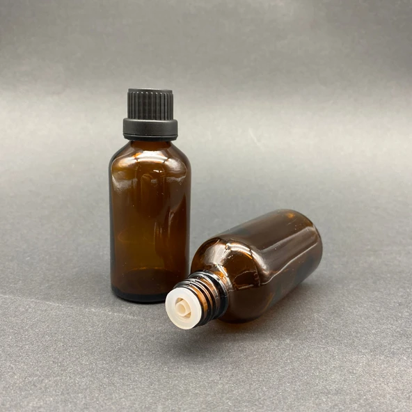 10cc Kahverengi Cam Şişe, Tıpalı Kapak, 10 Adet