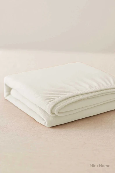 Tek Kişilik Düz Penye %100 Pamuklu Lastikli Çarşaf 100X200 Cm Newsheet Ekru - 4