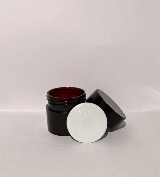 30ml Kahverengi Akrilik Krem Kutusu, Siyah Kapak, Kozmetik Kutu, Plastik Kutu, 25 Adet - 3