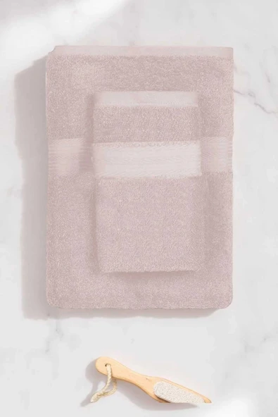2 Parça Battal Lüks Premium Banyo Spa Havlu Takımı 90x170 Cm Pudra - 1