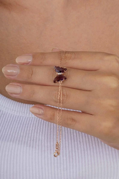 Gümüş Pazarım Ametist Taşlı Kelebek Gümüş Bİleklik - Resim 3