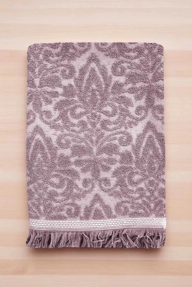 2 Parça Jakarlı Banyo Havlu Takımı %100 Pamuklu 90x150 Cm Arden Mor - 3