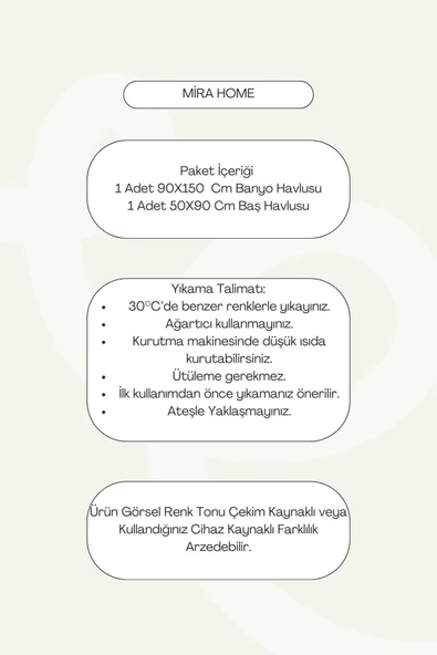 2 Parça Jakarlı Banyo Havlu Takımı %100 Pamuklu 90x150 Cm Arden Bej - 4