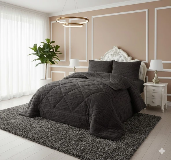 COMFORT YORGAN SETİ ÇİFT KİŞİLİK IVY ANTRASİT ürün görseli