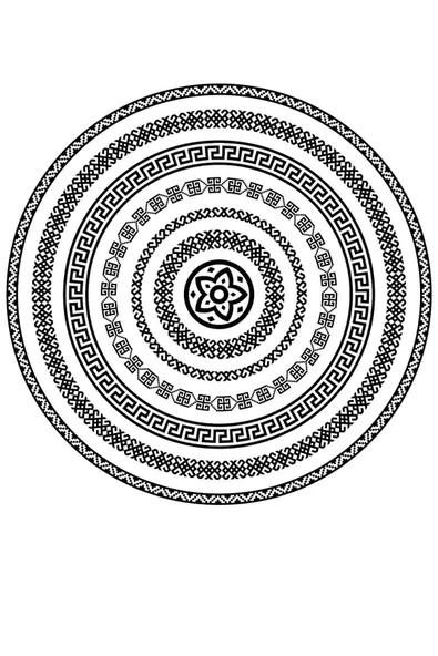 Yuvarlak Geometrik Siyah Desenli Duck Kumaş Masa Örtüsü 150x150 Cm - Resim 4