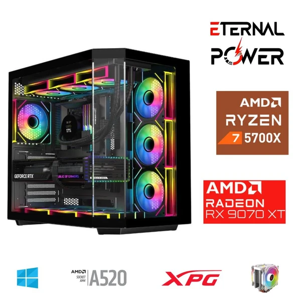 ETERNAL POWER RYZEN 7 5700X 32G DDR4 1TB M.2 RX9070XT A520 A750W ürün görseli 1