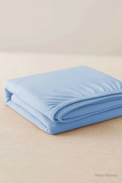 Çift Kişilik Düz Penye %100 Pamuklu Lastikli Çarşaf 160X200 Newsheet Mavi - 4