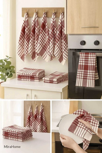 10 lu Lüks Bulaşık Kurulama Bezi ve Mutfak Peçetesi 50x70 Cm Daily Bordo - 2