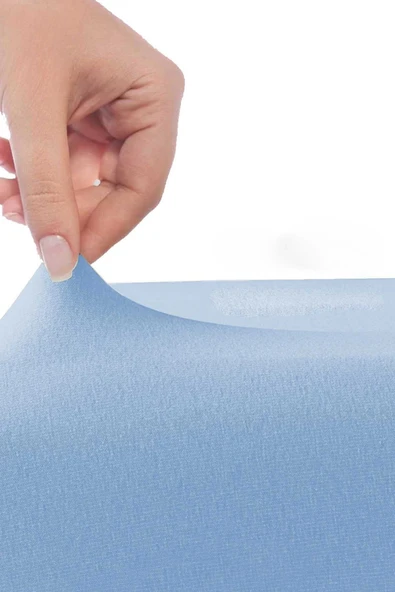Çift Kişilik Düz Penye  %100 Pamuklu Lastikli Çarşaf 200X200 Cm Battal  Boy Newsheet Mavi - 3