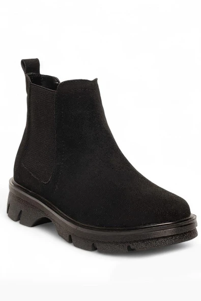 Celira Siyah Lastikli Süet Kadın Bot & Bootie NSB945 - Resim 2