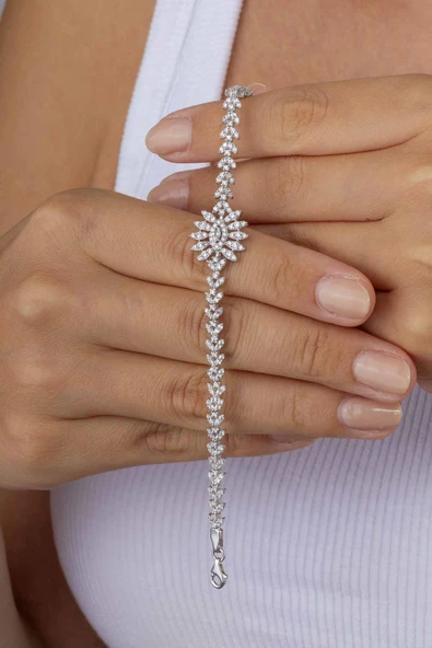 Gümüş Pazarım Pırlanta Montür Göz Model Gümüş Bileklik - 3
