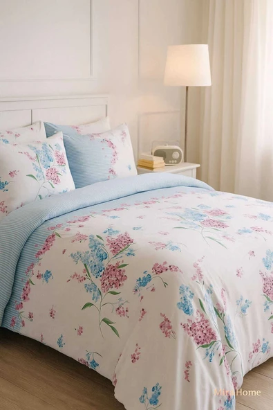 Çift Kişilik Pamuklu Nevresim Takımı Krizantem Desenli ürün görseli 1