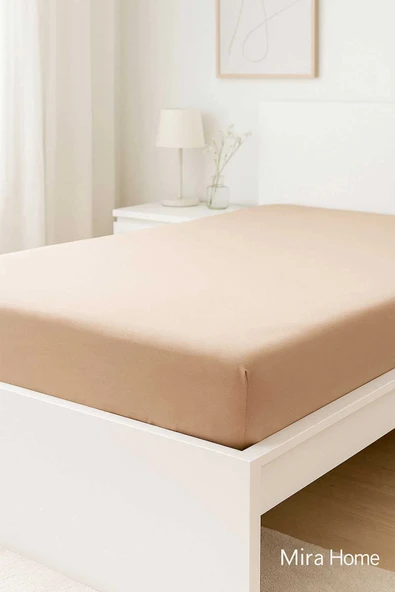 Çift Kişilik Düz Penye  %100 Pamuklu Lastikli Çarşaf 180X200 Newsheet Kahverengi