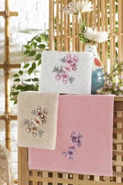 3lü Lüks %100 Pamuklu Mutfak Havlusu Seti 3D Kelebek Aplikeli 30x50 Cm - 5