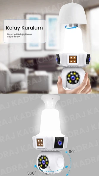 Ampül Kamera, WIFI, 9MP, Alarm, Uzaktan İzleme, Hareket Tabiki, Anlık Bildirim,Gece Görüşü, Kablosuz - 4