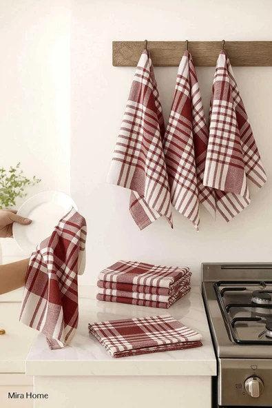 10 lu Lüks Bulaşık Kurulama Bezi ve Mutfak Peçetesi 50x70 Cm Daily Bordo - 1
