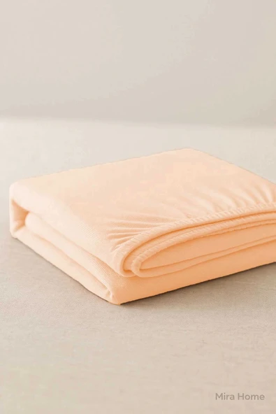 Tek Kişilik Düz Penye %100 Pamuklu Lastikli Çarşaf 100X200 Cm Newsheet Somon - 4