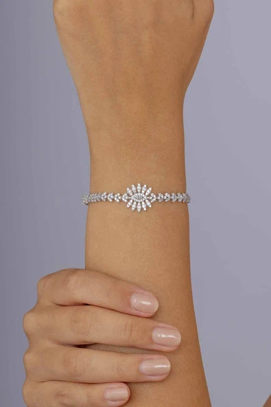 Gümüş Pazarım Pırlanta Montür Göz Model Gümüş Bileklik - 2