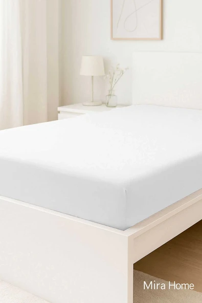 Tek Kişilik Düz Penye %100 Pamuklu Lastikli Çarşaf 100X200 Cm Newsheet Beyaz ürün görseli