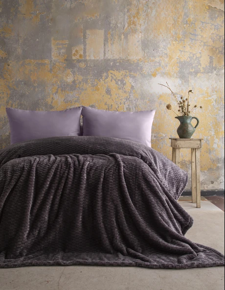 Tek Kişilik Trusty Antrasit Jakar Desen Battaniye 160x220 CM ürün görseli