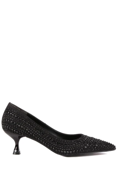 Stato - Siyah Renk Taş Detaylı Kadın Topuklu Ayakkabı - Resim 4