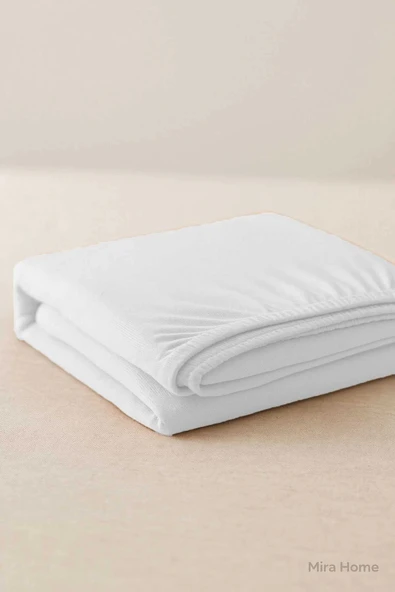 Çift Kişilik Düz Penye  %100 Pamuklu Lastikli Çarşaf 200X200 Cm Battal  Boy Newsheet Beyaz - 4