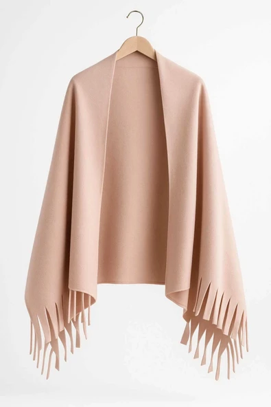 Softiva Polar Omuz Şalı 70x180 cm Unisex Kışlık Şal Pudra - Resim 2