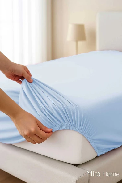Tek Kişilik Düz Penye %100 Pamuklu Lastikli Çarşaf 100X200 Cm Newsheet Mavi - 2