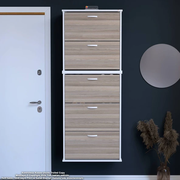 Modilayn VARBİ UMAY' 2 Li Asma Antre 72x193x 26 cm 5 Düşer Kapak 10 GözAyakkabılık ürün görseli 1