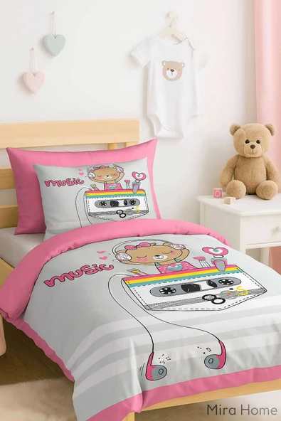 Dijital Baskılı 3d Pamuklu Yenidoğan Bebek Nevresim Takımı Enjoy Music ürün görseli