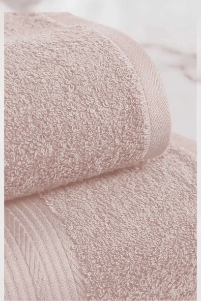 2 Parça Battal Lüks Premium Banyo Spa Havlu Takımı 90x170 Cm Pudra - 2