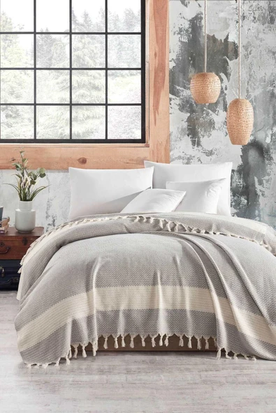 Çift Kişilik Yatak Pikesi Luna Açık Gri 200 x 230 Cm ürün görseli