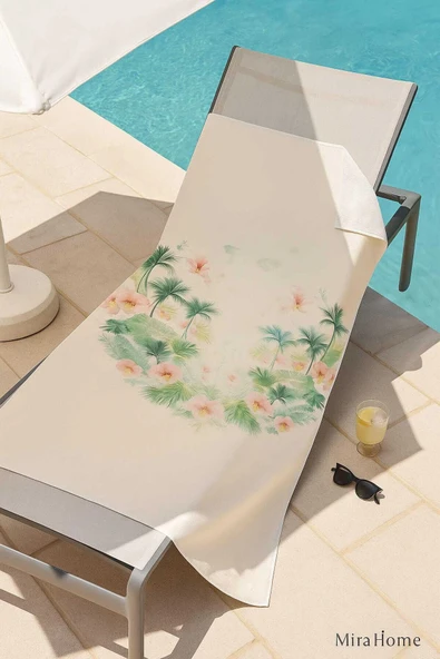 Unisex Desenli Baskılı Deniz Plaj Havlusu Palmiye 70x140 Cm - 2
