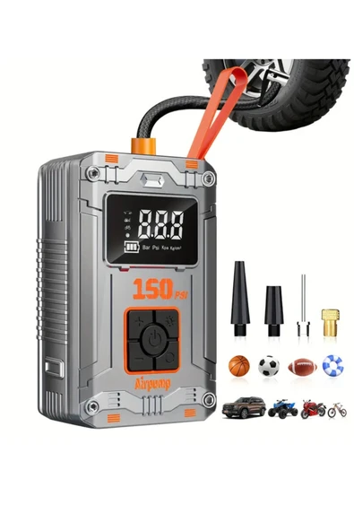 Blackbird MC6619 Dijital Ekranlı Taşınabilir Kablosuz Lastik Şişirme Pompası Powerbank, SOS Işığı, LED Fener, Otomatik B