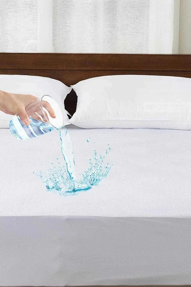 200x200 Cm Çift Kişilik Battal Boy Fitted Geçmeli Sıvı Geçirmez Alez Pamuklu Yatak Koruyucu - 2