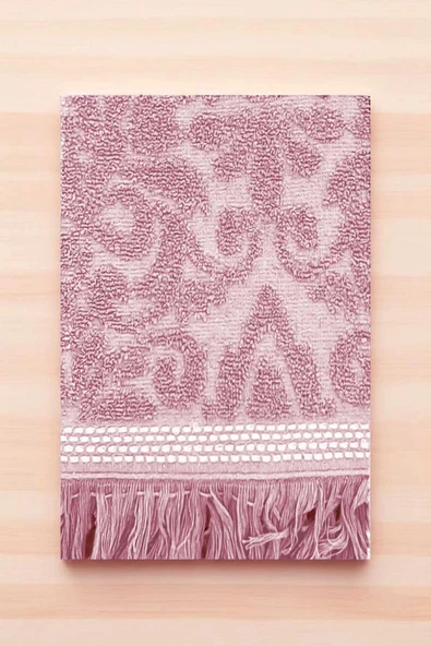 2 Parça Jakarlı Banyo Havlu Takımı %100 Pamuklu 90x150 Cm Arden Pembe - 3